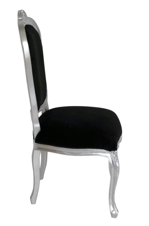 MAXIOCCASIONI Barock Sessel Silber Schwarz - Luigi XV Stil Mit Armlehnen