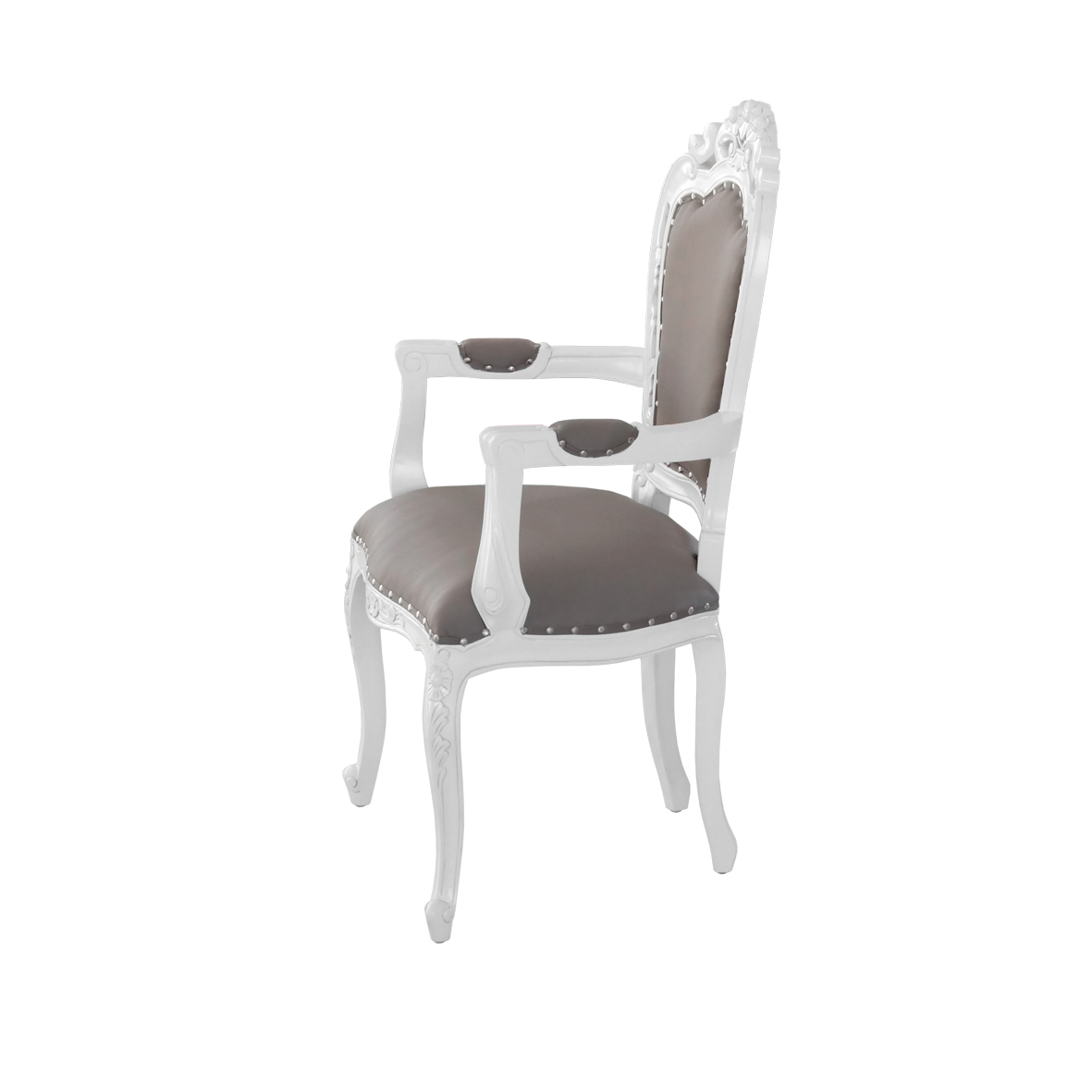 Kings Barockstuhl mit Armlehne weiss/grau