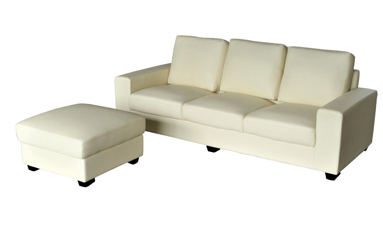 Sofa Orlando mit Hocker Perlweiss